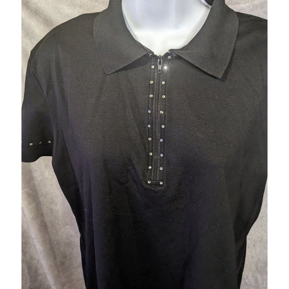 Ashlyn Kate Black Rhinestone Collared Shirt - Picture 7 of 10